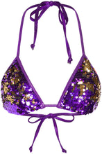 Load image into Gallery viewer, Purple &amp; Gold Sequins Triangle Top
