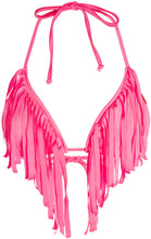 Load image into Gallery viewer, Neon Pink Fringe Triangle Top
