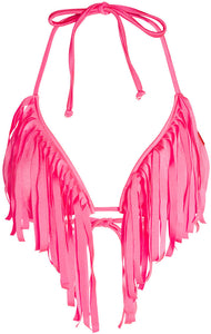 Neon Pink Fringe Triangle Top