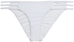 Solid White Triple Strap Classic Scrunch Bikini Bottoms