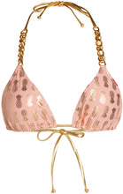 Load image into Gallery viewer, Blush &amp; Gold Pineapple Triangle Bikini On a Chain Top
