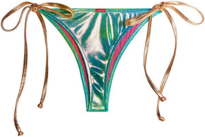 Blue Green Tie Dye Shimmer Brazilian Thong Bottom