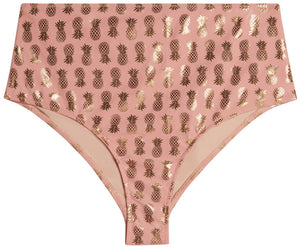 Blush & Gold Pineapple High Waist Bikini Bottom