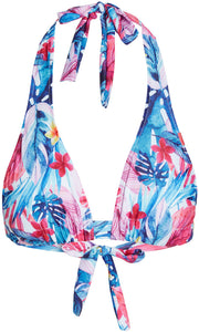 Pink Tropical Indigo Adjustable Halter Top