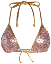 Load image into Gallery viewer, Pink &amp; Gold Sequin Triangle Top
