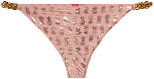 Blush & Gold Pineapple Classic Bikini On a Chain Bottom