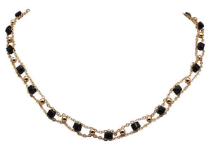 Black Square Ball Bead Link Necklace