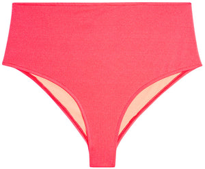 Neon Coral High Waist Bikini Bottom