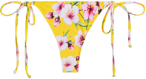 Yellow Cherry Blossom Brazilian Thong Bottom