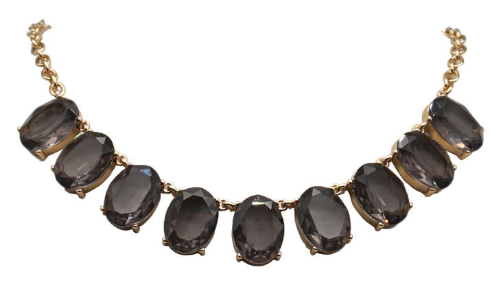 Black Oval Crystal Necklace