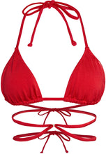 Load image into Gallery viewer, Red Strappy Triangle Bikini Top
