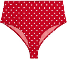 Load image into Gallery viewer, Red Polka Dot High Waist Bikini Bottom
