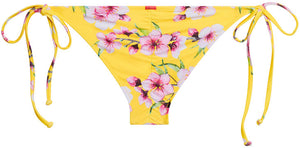 Yellow Cherry Blossom Print Classic Scrunch Bikini Bottoms