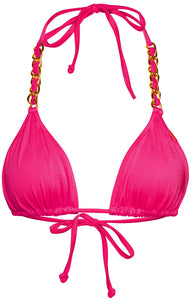 Fuchsia Triangle Bikini On a Chain Top