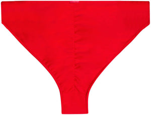 Red Full Coverage Mid-Rise Scrunch Banded Bottom