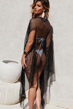 Load image into Gallery viewer, Black Kiss Sleeveless Fringed Beach Cover Up
